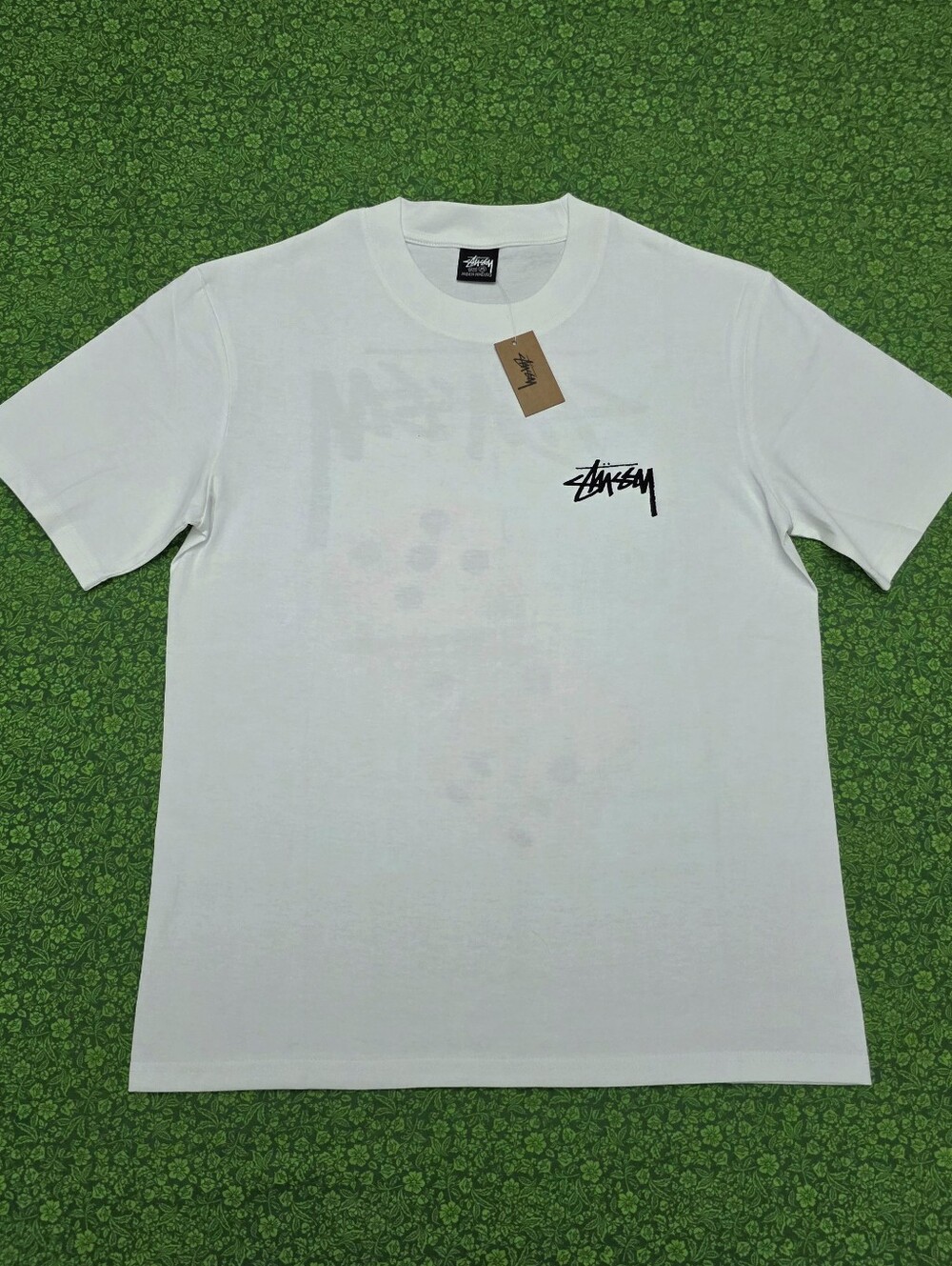 Stussy White Short Sleeve Pink Dice Logo Tee